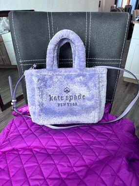 Kate Spade Faux Shearling Fuzzy Lavender Tote - NWOT